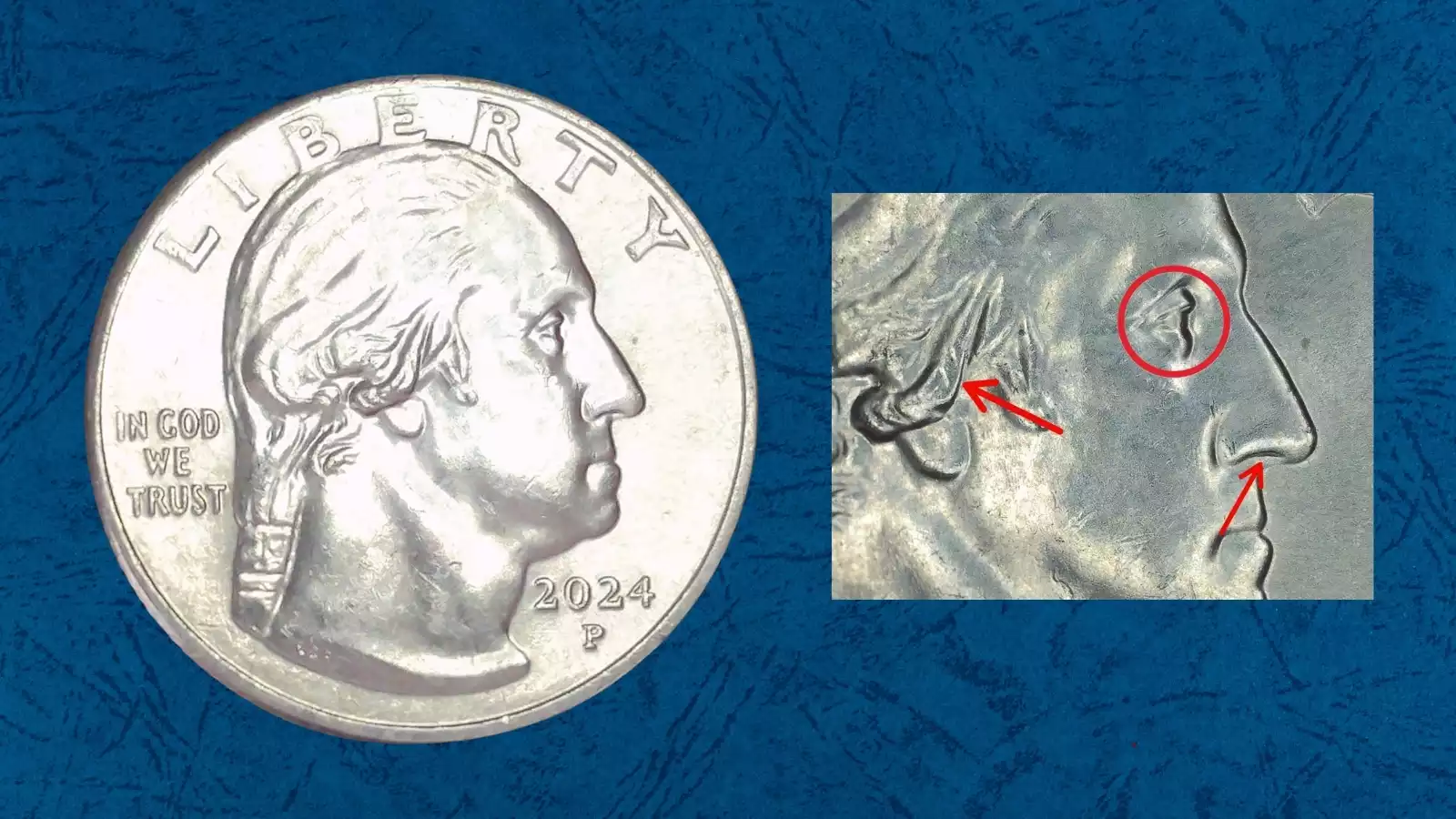 2024-P Rev. Dr. Pauli Murray quarter obverse showing VDDO doubled die obverse on LIBERTY lettering