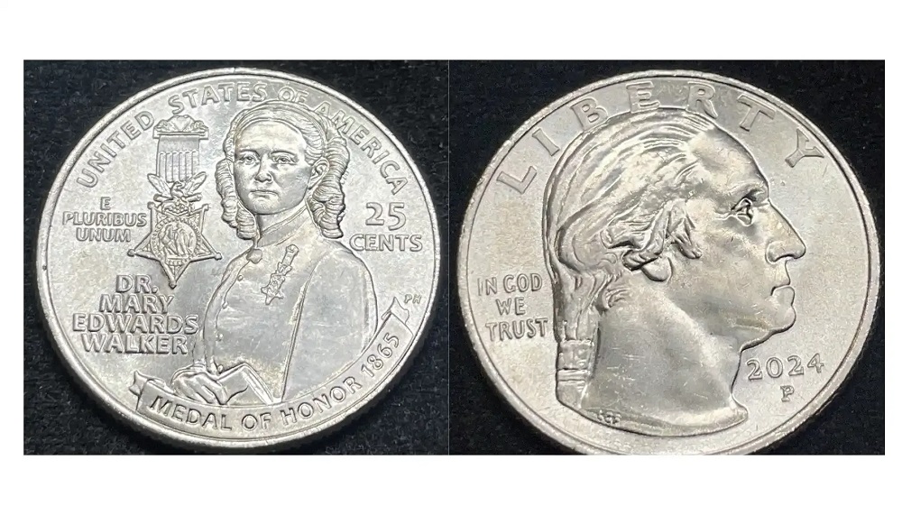 2024 quarter die clash error showing ghost image of Washington's obverse design transferred to reverse field