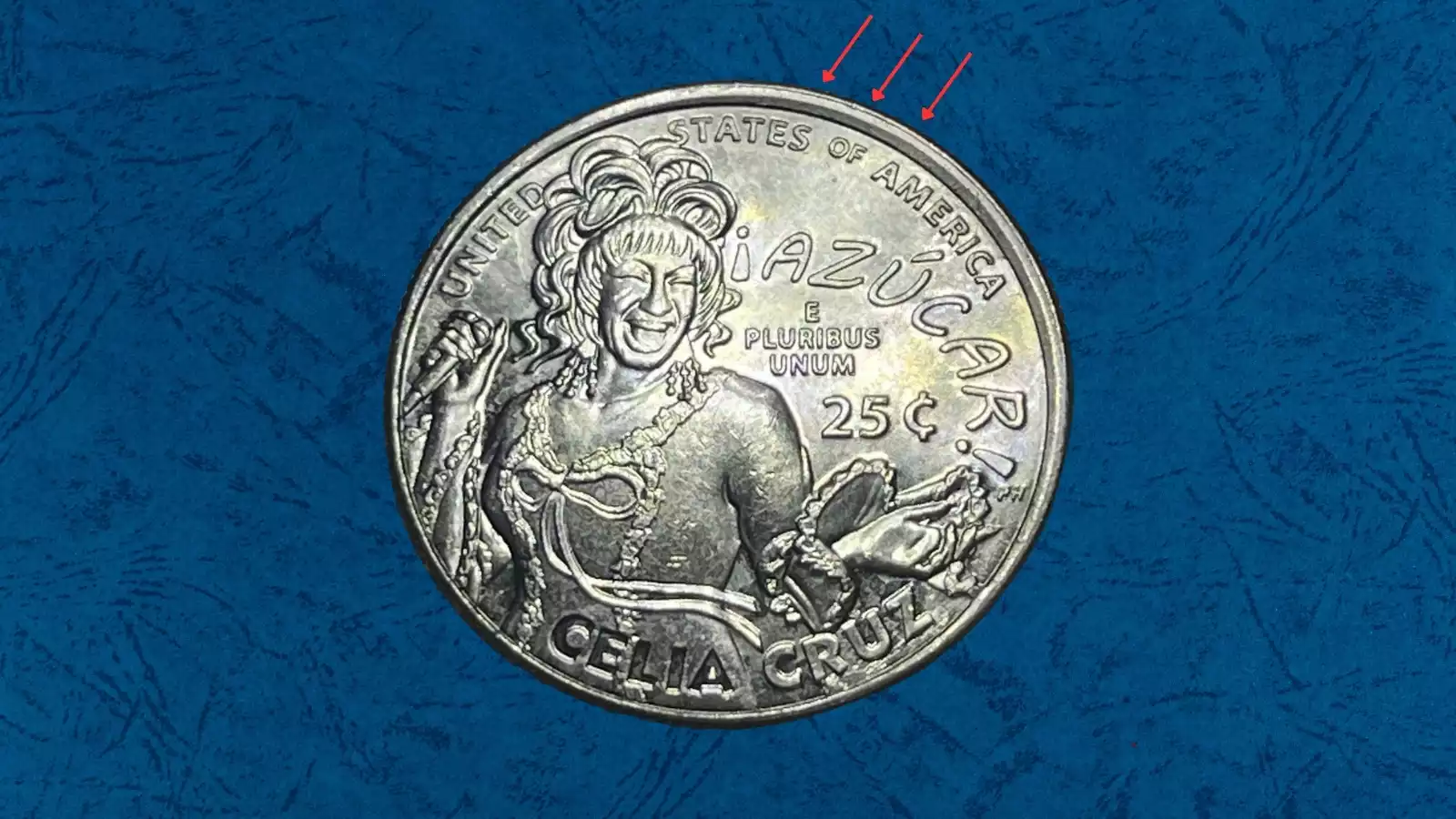 2024 American Women Quarter off-center strike error showing design shifted with blank crescent of planchet visible