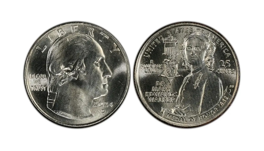 All five 2024 American Women Quarter designs showing mintage variety from Philadelphia, Denver, and San Francisco mints